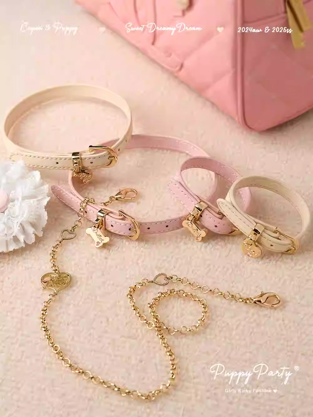 Sweet Heiress Leather Choker & Bracelet Set