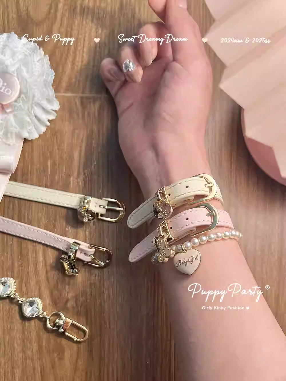 Sweet Heiress Leather Choker & Bracelet Set