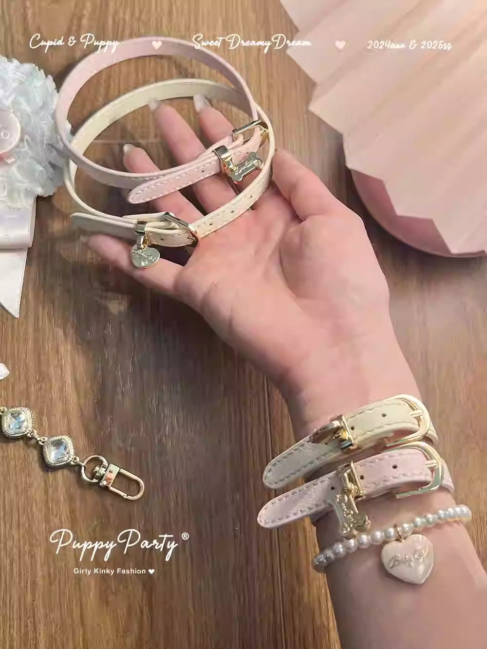 Sweet Heiress Leather Choker & Bracelet Set